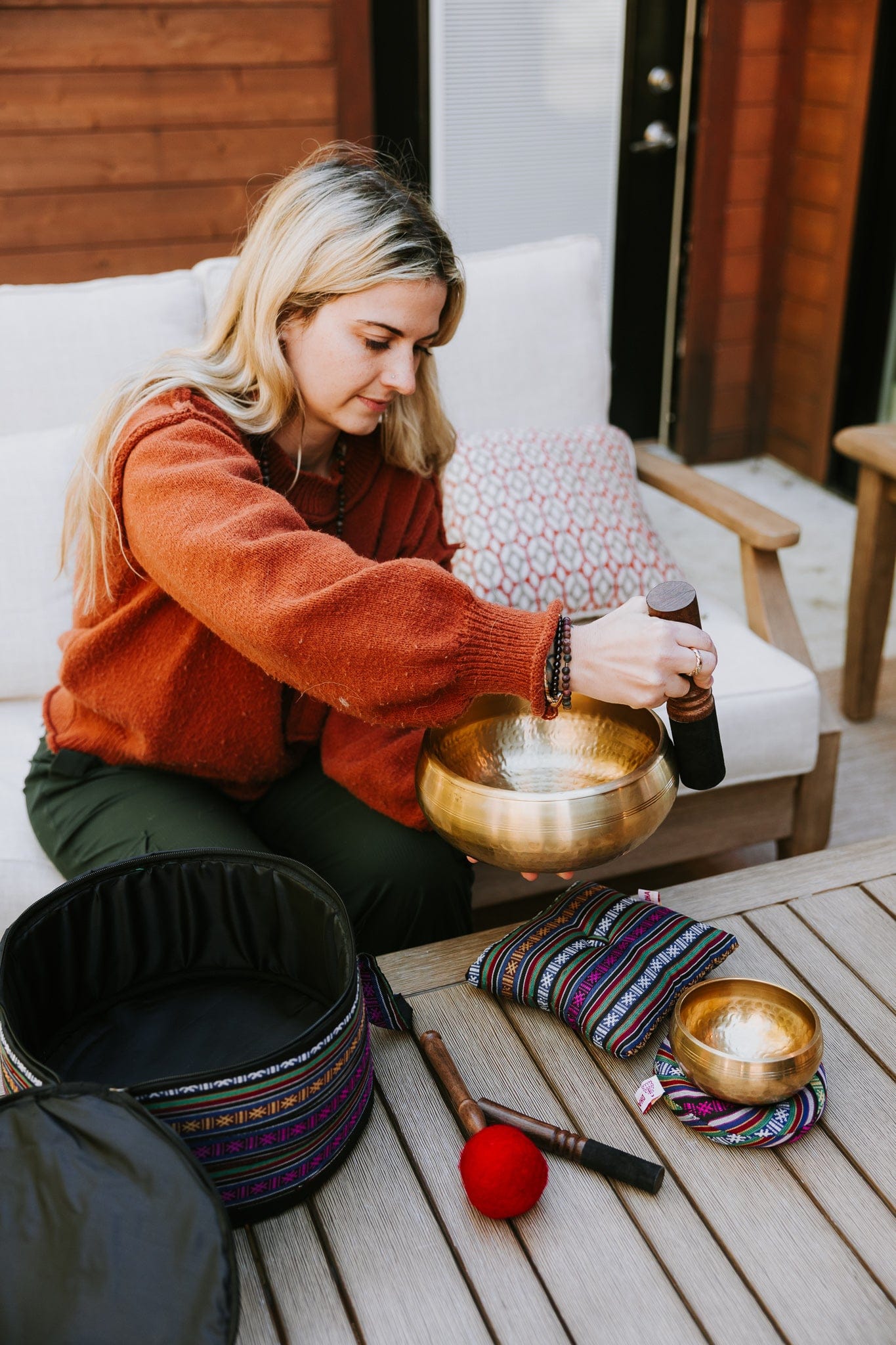 Large Hand Hammered Tibetan Bowl Set