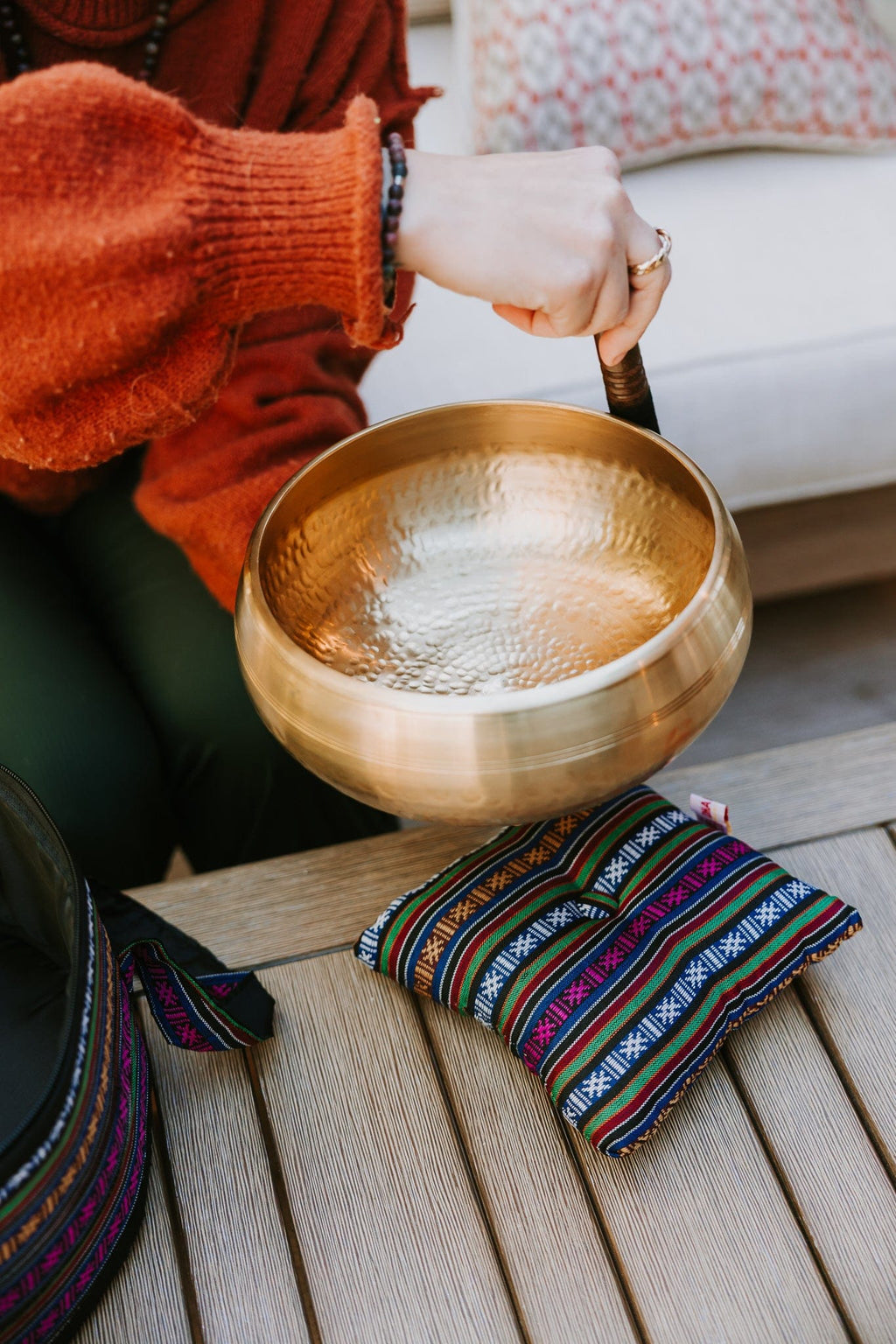 Large Hand Hammered Tibetan Bowl Set