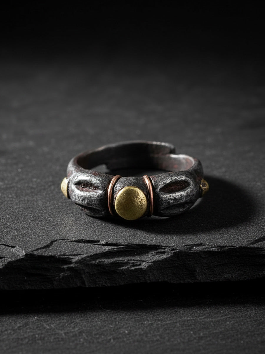 Iron & Gold Accent Open Ring