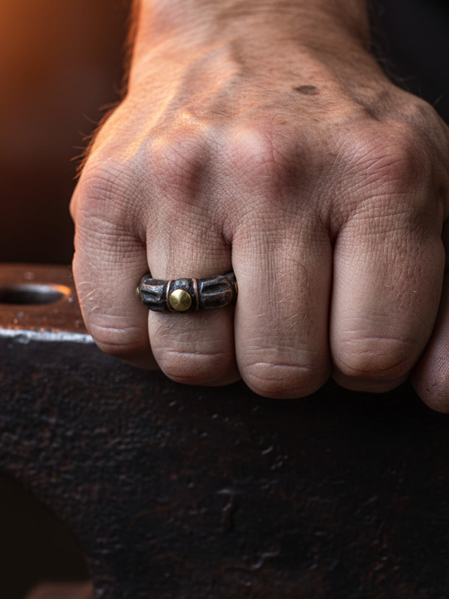 Iron & Gold Accent Open Ring